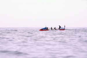 the HPP boat in the water from a distance